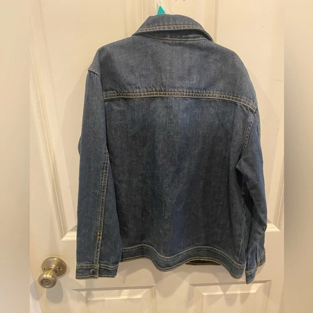Gymboree Boys Denim Jacket Dark Wash Skull Cross Wrench Embroidery Size M 7-8